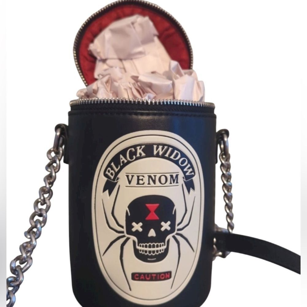 Mad Engine Black Widow Spider Bottle Shaped Crossbody Zip Bag Costume Cosplay - Picture 6 of 9